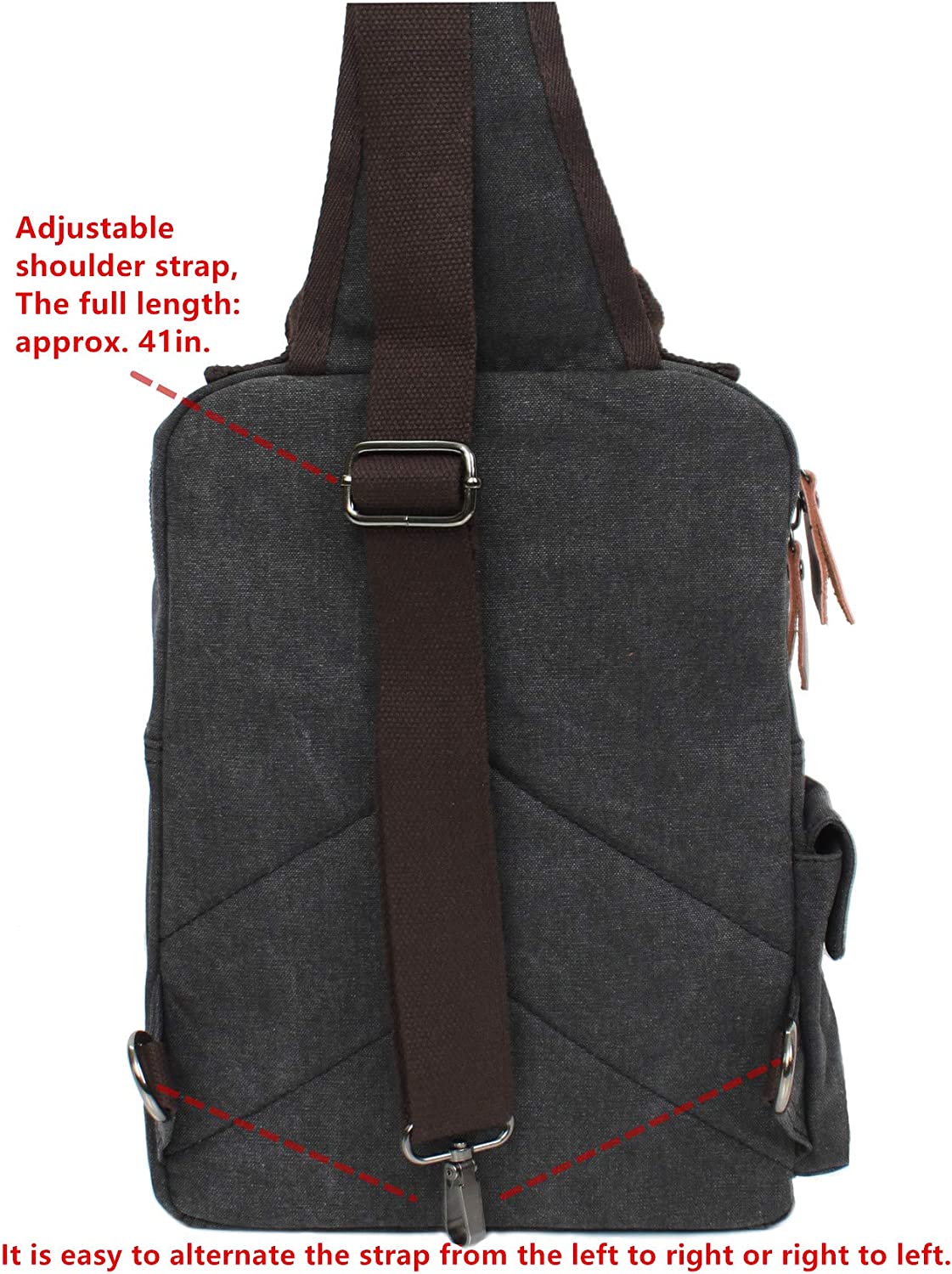 Leaper Canvas Messenger Bag Sling Bag Cross Body Bag Shoulder Bag Coffee, L - Image 5